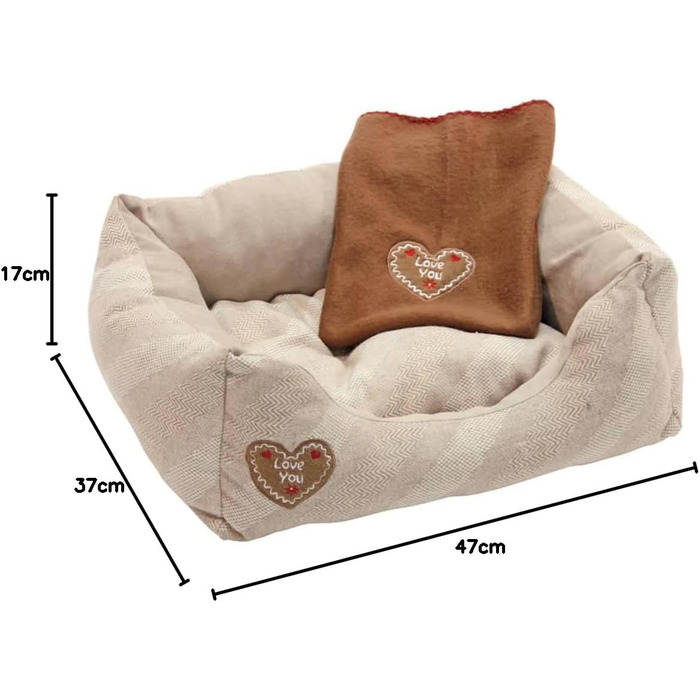 Ліжко для домашніх тварин Kerbl LOVE YOU, бежеве, 47x37x17 см / 50x40 см