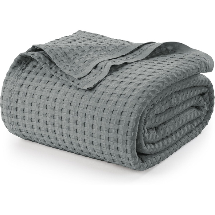 Ковдра Baumwoll Waffeldecke Utopia Bedding з бавовни, 300 GSM, 152x127 см, м'яка, легка, дихаюча, для всіх сезонів (304x304 см, Куль Грау)