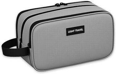 Чоловіча косметичка-органайзер, водонепроникна з PU-шкіри, сіра. Двошарова туалетна сумка для подорожей