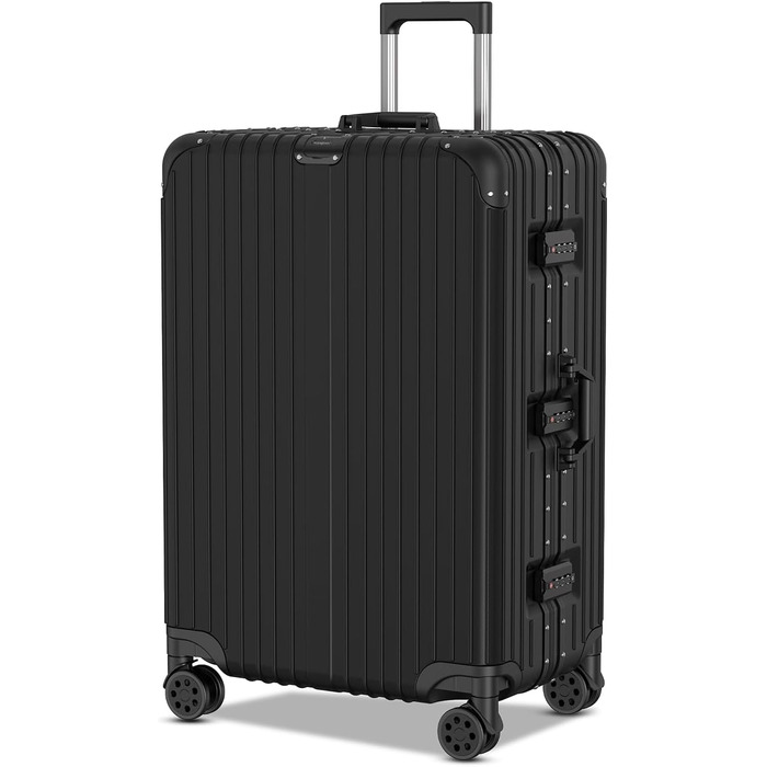 Набір валіз Voyagoux 2 шт. - 39L та 113L, жорсткий корпус, TSA-замок, ABS, 4 колеса 360°, міцний та легкий, рожеве золото (114L, чорний)