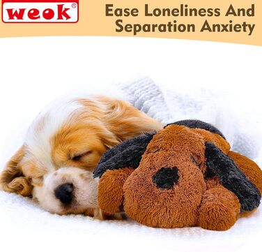 Heartbeat Puppy Plush Dog Toy, Puppy Heartbeat Stuffed Animal for Dogs Anxiety Relief Behavior Aid Toy, Heartbeat Plush Toys for Dogs (dark brown)