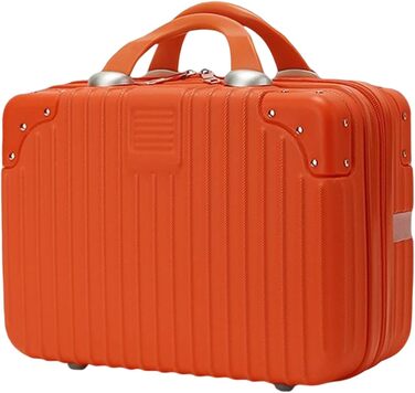 Waterproof Cosmetic Case Makeup Bag Lightweight Carry-on Beauty Case with Handle and Zipper, Women's Wear-resistant Hard Shell Travel Vanity Bag for Trip (Orange)
