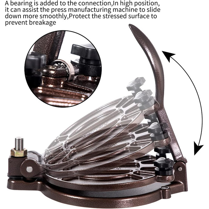 Пресс для тортилій, регульований, 20.3 см, бронзовий, для роті, доса, тамале, піци, пирогів, котлет, 8 дюймів