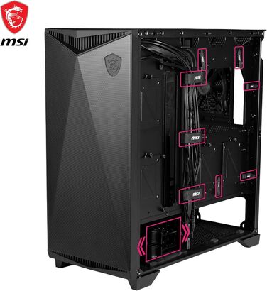Корпус ПК MSI MPG GUNGNIR 300P Airflow - Mid-Tower з загартованим склом, підтримка ATX/M-ATX/Mini-ITX, 4 x 120mm ARGB вентилятори, USB 3.2 Gen 2x2 Type-C, Gen 1 Type-A, магнітний фільтр пилу