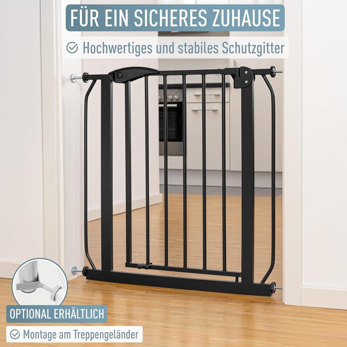 Захист для сходів IB Style Berrin - сітка для дітей та собак, без свердління, металева, чорна, ширина 67-75 см