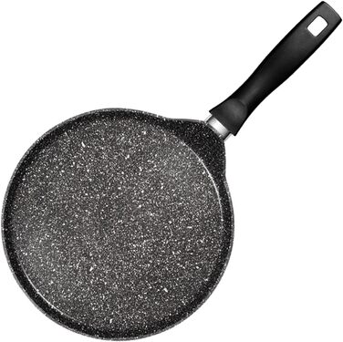 STONELINE Back to Nature Crepe Pan Induction 25 cm, Omelette pan coated with real stone particles, Pancake/Pancake pan non-stick, Fat-free frying, All stovetops, (Grey)