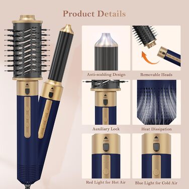 Набір для укладки волосся 6-в-1: фен, стайлер, щітка для волосся, 1350W, 3 температурні режими, для всіх типів волосся