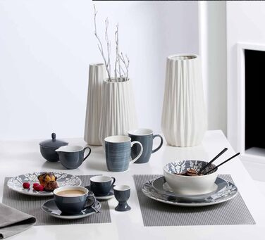 Ritzenhoff & Breker Milk & Sugar Set Doppio, Anthracite, Milk Jug/Pourer 170 ml, Sugar Bowl ø 9 cm, made of porcelain, dishwasher safe