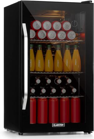 Міні-холодильник Klarstein: 80 л, чорний, для офісу, кемпінгу, з 3 полицями, температура 3-10°C
