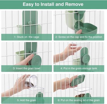 HENYEER Automatic Pet Feeder and Water Dispenser - Hanging Design for Small Animals (Rabbits, Ferrets, Cats, Dogs, Birds) - Green