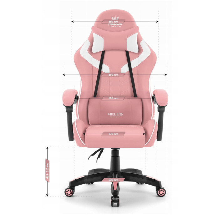 Ігрове офісне крісло Hell's Chair HC-1007 2.0 Pink, екошкіра