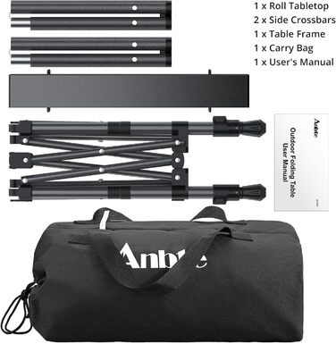 Складний кемпінговий стіл Anbte алюмінієвий 67x58 см, регульована висота (44/70 см), вантажопідйомність до 150 кг, з сумкою для зберігання - для пікніка, саду, балкону