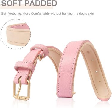 Нашийник для собак Heele з натуральної шкіри, рожевий, регульований, великий розмір (L), 1 шт.