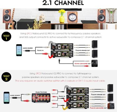 Nobsound G2 PRO 300W Міні HiFi Сабвуферний/Повнодіапазонний Моно Аудіо Підсилювач