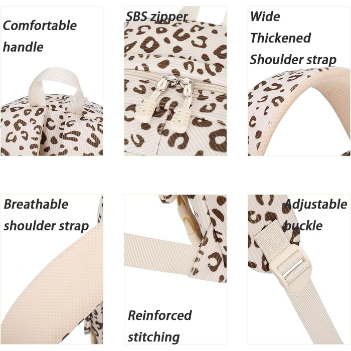 Шкільний рюкзак для дівчинки-підлітка з м'якої тканини 'Leopard Velvet'