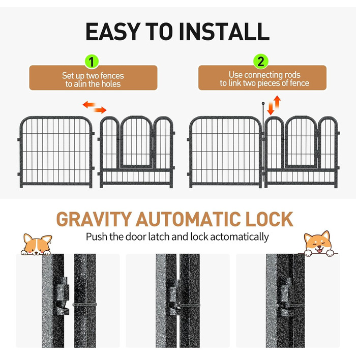 Металевий вольєр для собак, 61 см, 24 панелі: ідеальний загін для великих, середніх та маленьких собак, для дому та вулиці, кемпінгу, двору та автодому