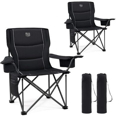Кампінговий стілець розкладний Timber Ridge 2 шт, 200 кг, 63 см, з ізольованою сумкою-холодильником, чорний