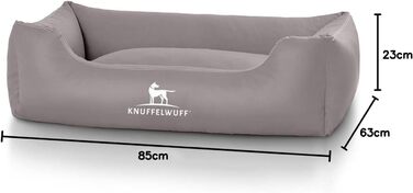 Knuffelwuff Faux Leather Dog Bed Sidney XXL 120 x 85cm - Removable Cover - Easy to Clean - for Large, Medium and Small Dogs (Grey, L 85 x W 63 x H 23 cm)