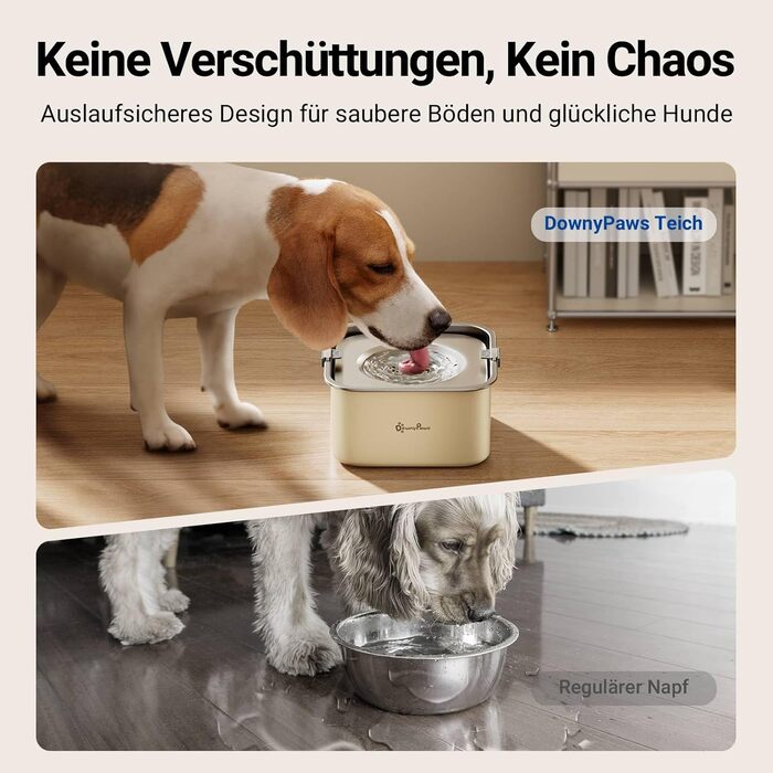 Миска для собак DownyPaws 3L, неркає, з нержавіючої сталі, чорна. Для дому та вулиці, запобігає розбризкуванню води.