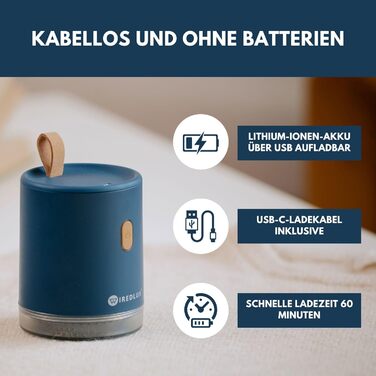 Електричний видалення ворсу з одягу - Fusselrasierer, компактний та портативний, USB, Dual Protection (Oslo-blue)