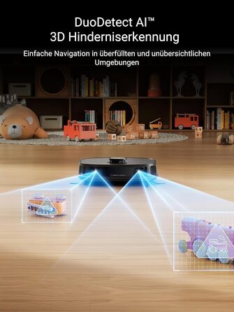 Робот-пилосос Eureka J12 Ultra з функцією миття підлоги (автоматичне очищення, прання та сушка), потужність всмоктування 5000Pa, обертова функція миття, Dual-LiDAR навігація, 3D уникнення перешкод, чорний