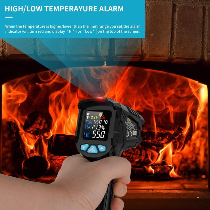 Інфрачервоний термометр MESTEK з лазерним цільовим вказівником -50°C ~ 550°C. Безконтактний вимірювач температури для кухні, барбекю, холодильника, промисловості