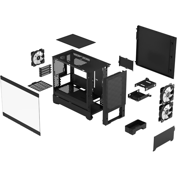 Корпус для ПК Fractal Design Pop Mini Air RGB Black з темперованим склом та сіткою Honeycomb Mesh – 3 RGB вентилятори, підтримка mATX