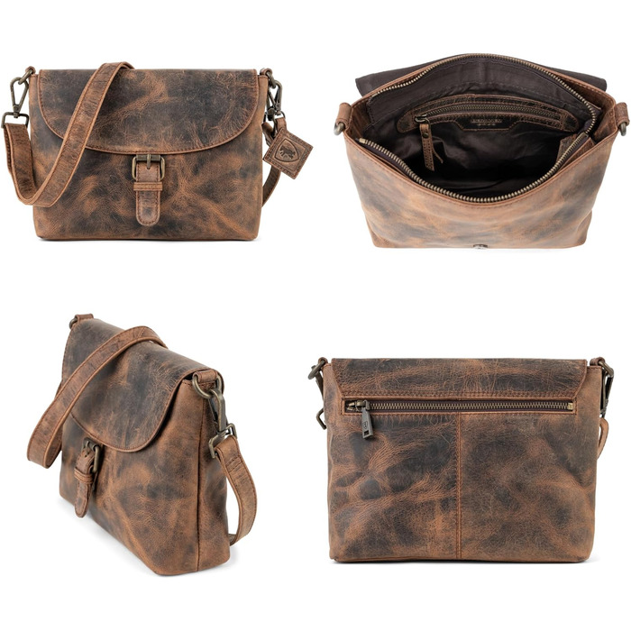 Сумка через плече Berliner Bags Catalina Vintage з натуральної шкіри (Earth) середнього розміру. Жіноча сумка-месенджер з магнітною застібкою