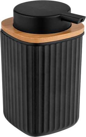 Дозатор для мила WENKO Rotello, 250 мл, з бамбуковими деталями, для мила та засобів для миття посуду, чорний/натуральний