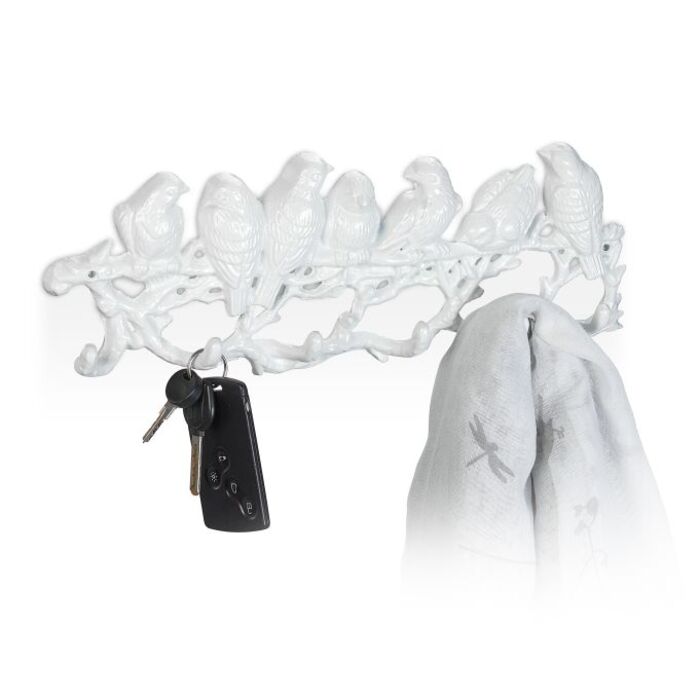 Relaxdays Bird-Themed White Coat Rack