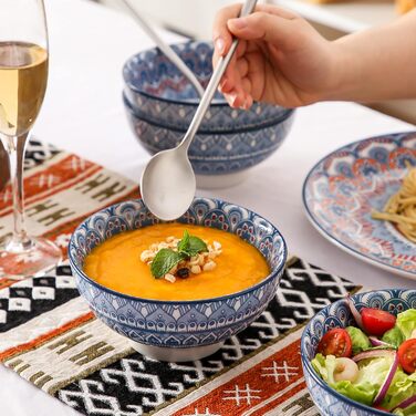 Сервіз столовий порцеляновий Vancasso MANDALA 32 елементи, 8 персон, ручна робота, богемський стиль, бірюзовий мандала