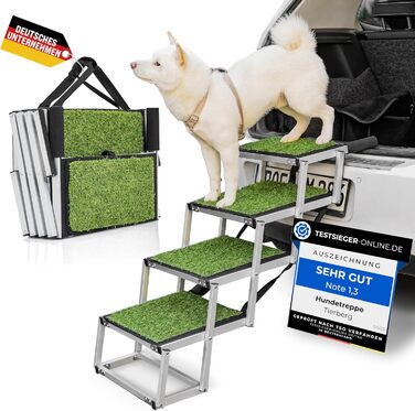 Сходинки для собак у машину, дім, на вулицю, складні - з штучним газоном, до 70 кг, 67 см
