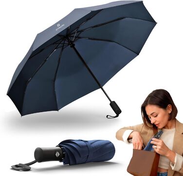 Стійкий до вітру парасолька STYNGARD Bergen - компактний парасолька з авто-відкриванням та водовідштовхувальним покриттям (блакитний)