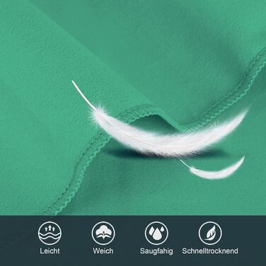 Набір з 3-х мікрофібрових рушників (великий 160x80 см та 2 маленькі 80x40 см), швидковисихаючі, для фітнесу та спорту, пляжні, для душу, спортивні та туристичні (трав'яно-зелені)