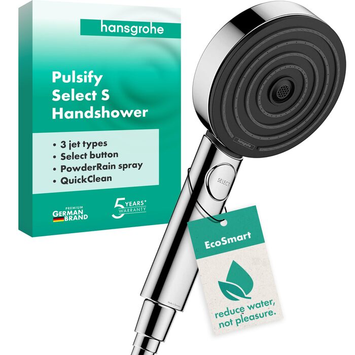 Душова лійка Hansgrohe Pulsify Select S EcoSmart - Економія води, 3 режими, Antikalk, хром, 24111000