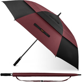 TECKNET Головний парасолька велика XXL, гольф-парасолька 68 дюймів, стійка до вітру, з подвійною конструкцією, вентильована, з великою ручкою EVA, для жінок та чоловіків, чорна та червона, діаметр 150 см