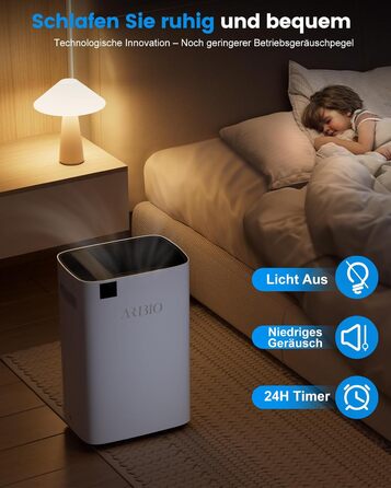 Електричний осушувач повітря 20 л/день з LED-дисплеєм, таймером та функцією відтавання, для квартир, ванних кімнат та підвалів