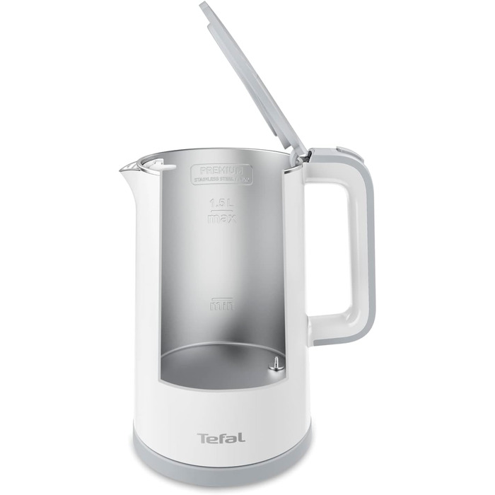 Електричний чайник Tefal Includeo KI5338, 1.5 л, 2400 Вт, білий — з протиковзаючою ручкою та знімним фільтром