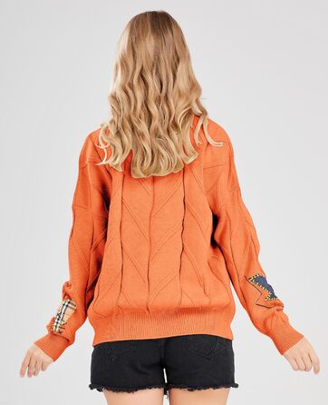 В'язана жилетка Daen з косами, довгі рукави, відкрита спереду, V-подібний виріз, застібка на ґудзики, вишивка, вовняна суміш, Пуловер, Куртка, Одяг для активного відпочинку (XXL, Помаранчевий/Бурштиновий у зигзагоподібному візерунку (Sunset Chevron))