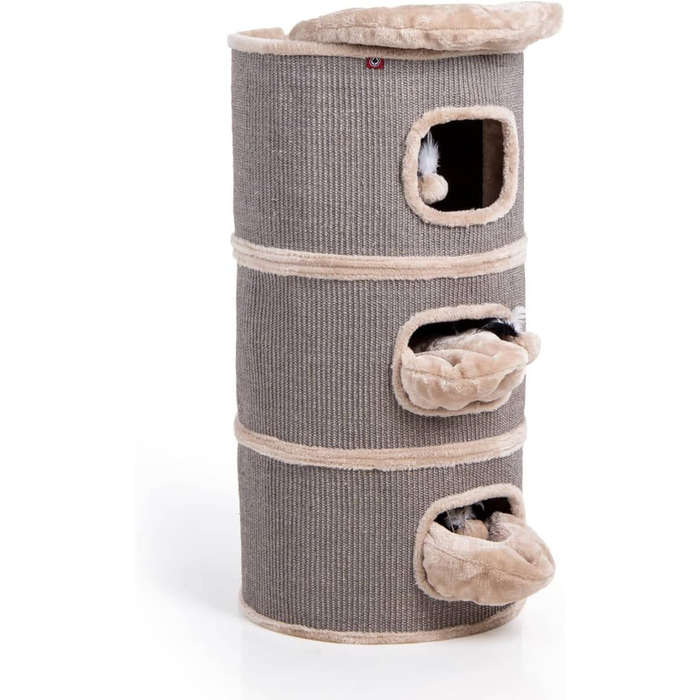 Котячий будиночок-крізьтонні Tony, 90 см: крізьтонні, будиночок з 3 печерами, котячий будиночок з сизалю, меблі для котів (Бежевий)
