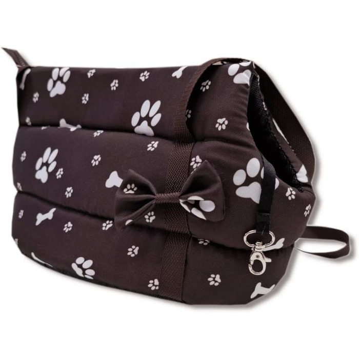 Сумочка для собак та котів Odolplusz Elegante, миється, для маленьких/середніх, XS, S, L, M, коричнева з лапами