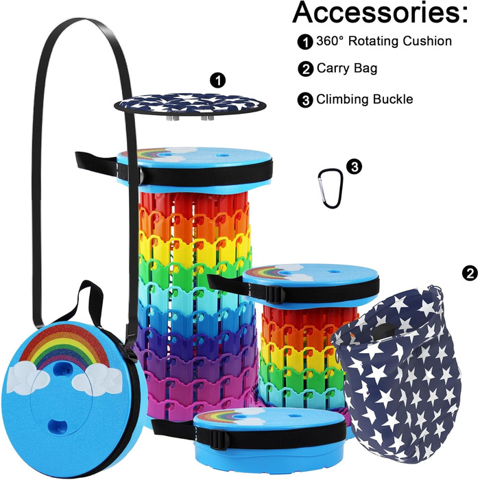 Складний туристичний стілець Alevmoom, телескопічний, для кемпінгу, риболовлі, BBQ, 600lbs, колір: зелений (хмара)