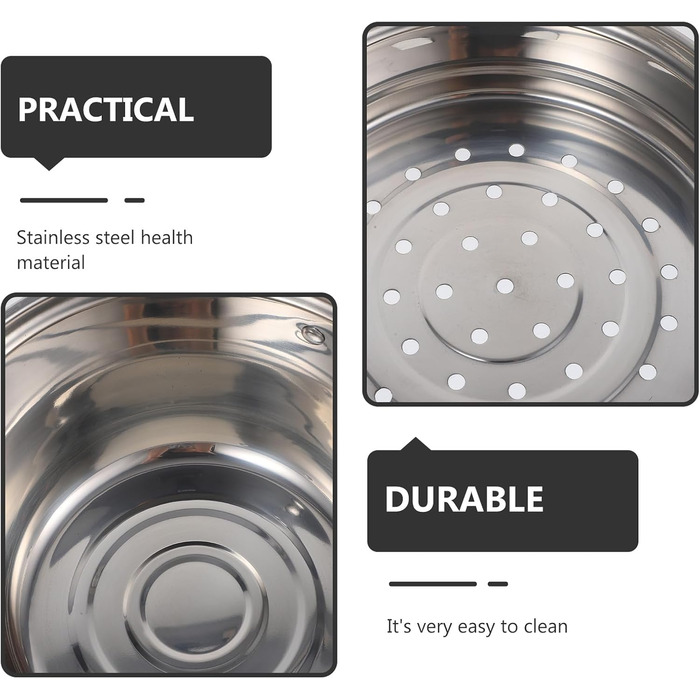 Пароварка Angoily з нержавіючої сталі: каструля для приготування їжі на пару, супів, яєць та овочів (супниця, пароварка, індукційний посуд)