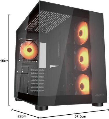 Корпус для ПК Cougar Cube Midi-Tower, загартоване скло, 3 вентилятори FV150 ARGB, чорний