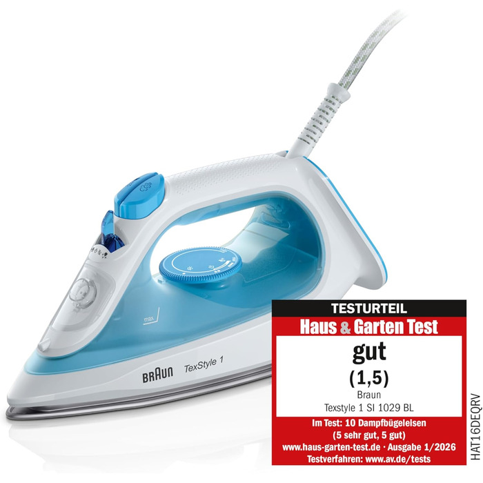Праска з парою Braun TexStyle 1 SI1019RD - 1900 Вт, 120 г/хв, блакитна