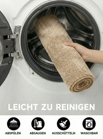 Килимок вхідний 50x80 см протибрудний для дому, антиковзаючий килим з мікрофібри з гумовою основою для передпокою, кухні та ванної, бежевий