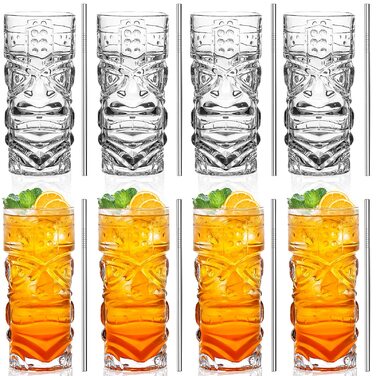 Набір склянок Tiki (170-400 мл) – прозорі, для екзотичних коктейлів, Mai Tai, гавайських коктейлів, тропічної тематики