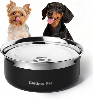 Миска для води для собак Gardner Pet, не проливається, з нержавіючої сталі, 2L, чорна