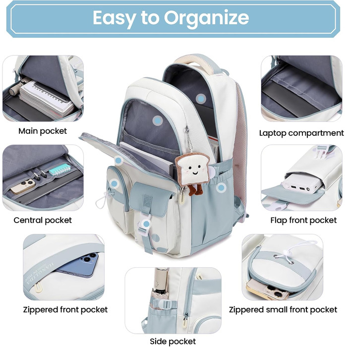 Шкільний рюкзак для дівчаток - водонепроникний, легкий, стильний, з великою місткістю, для 3-9 класів, ніллон, фіолетовий (8534# Blu)