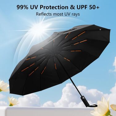 Автоматичний парасолька Romon, стійкий до вітру, компактний, захист від UV, ідеальний для подорожей, високоякісний, з кнопковим відкриванням